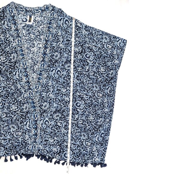 Polo Ralph Lauren | Blue & White Tassel Kimono Swim Cover Up |  One Size - Picture 13 of 14